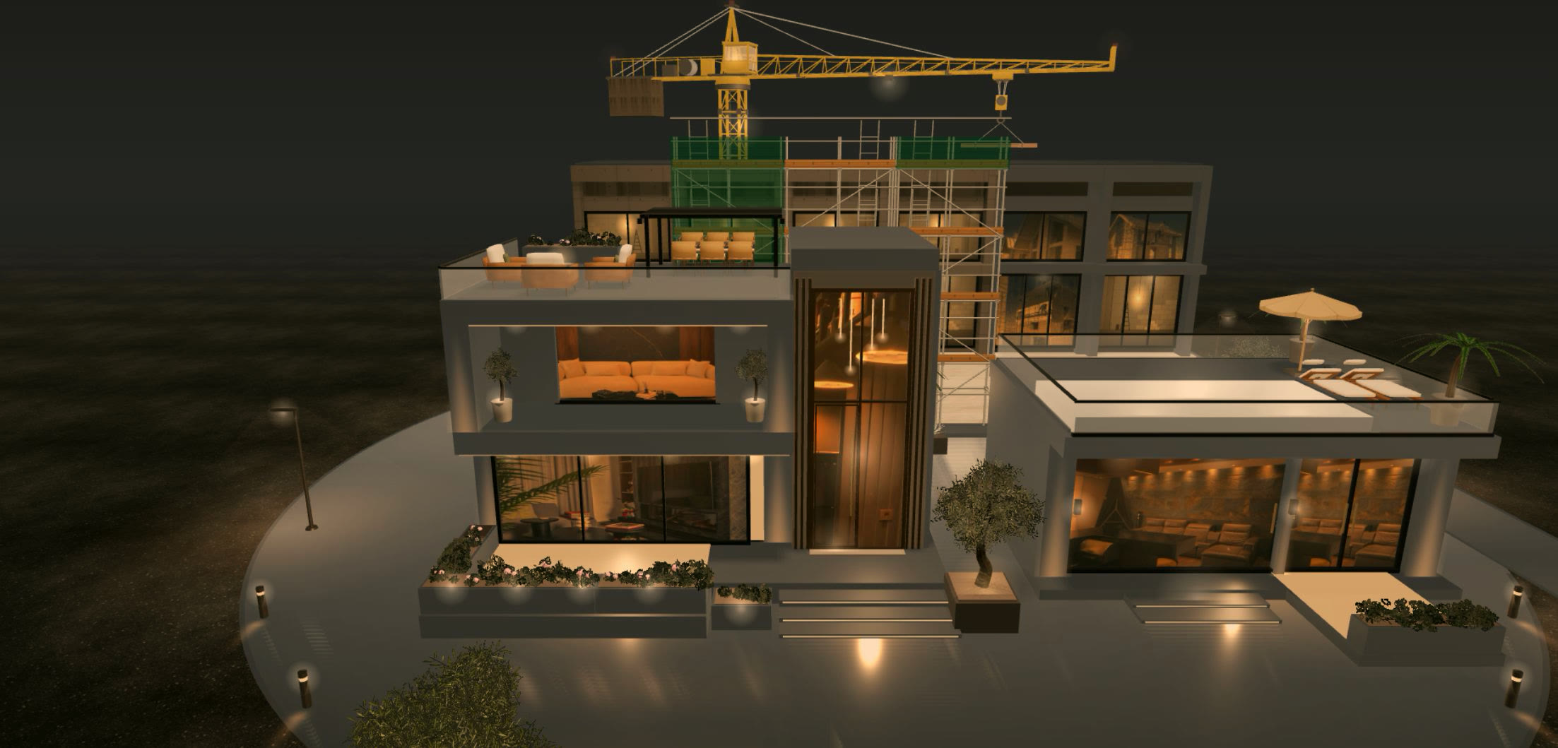 ELEVATE projects at night